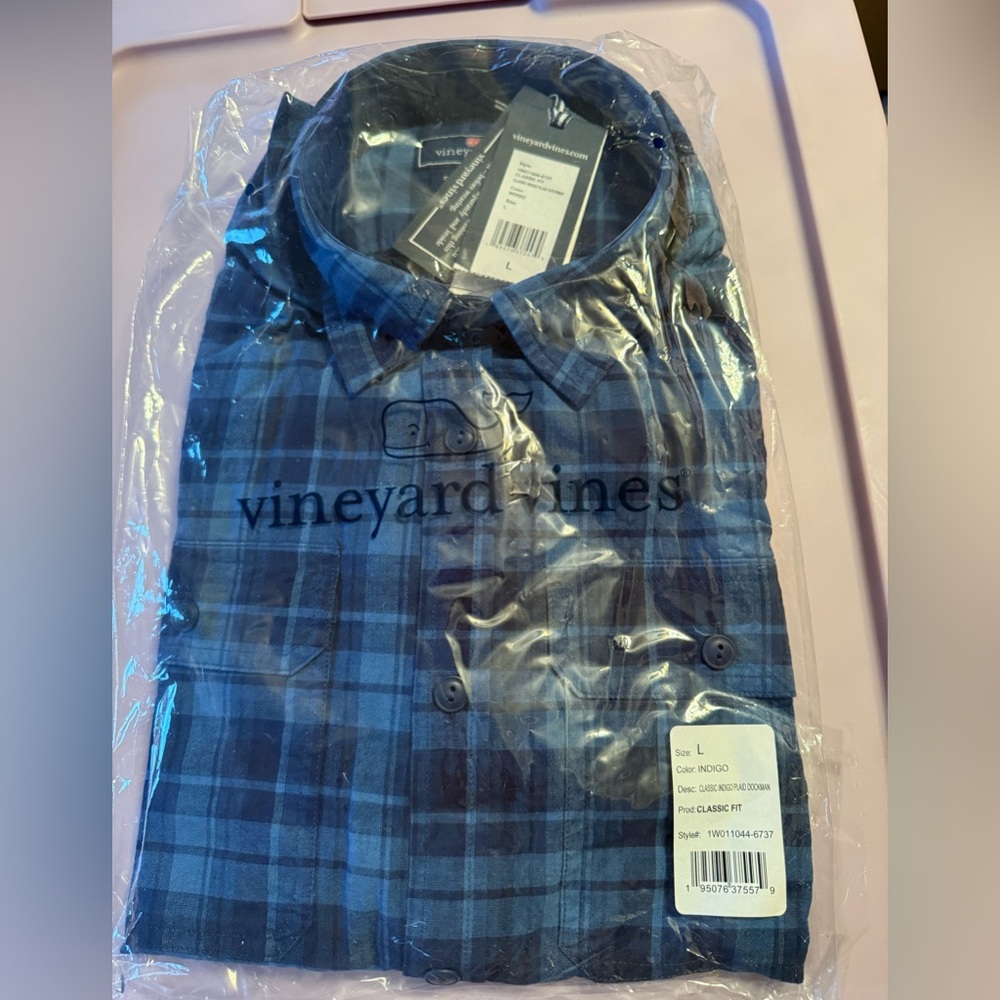 Vineyard Vines Men’s Collared Shirt - Classic Fit - Indigo - Size L - NWT